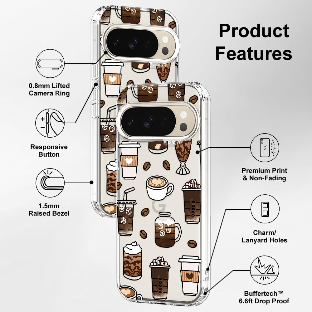 MOSNOVO Case for Google Pixel 10 & Pixel 10 Pro, [Buffertech 6.6ft Military-Grade Drop Protection] [Anti Peel Off Tech] Clear TPU Bumper Phone Case Cover Design - Cute Cherry — view 234