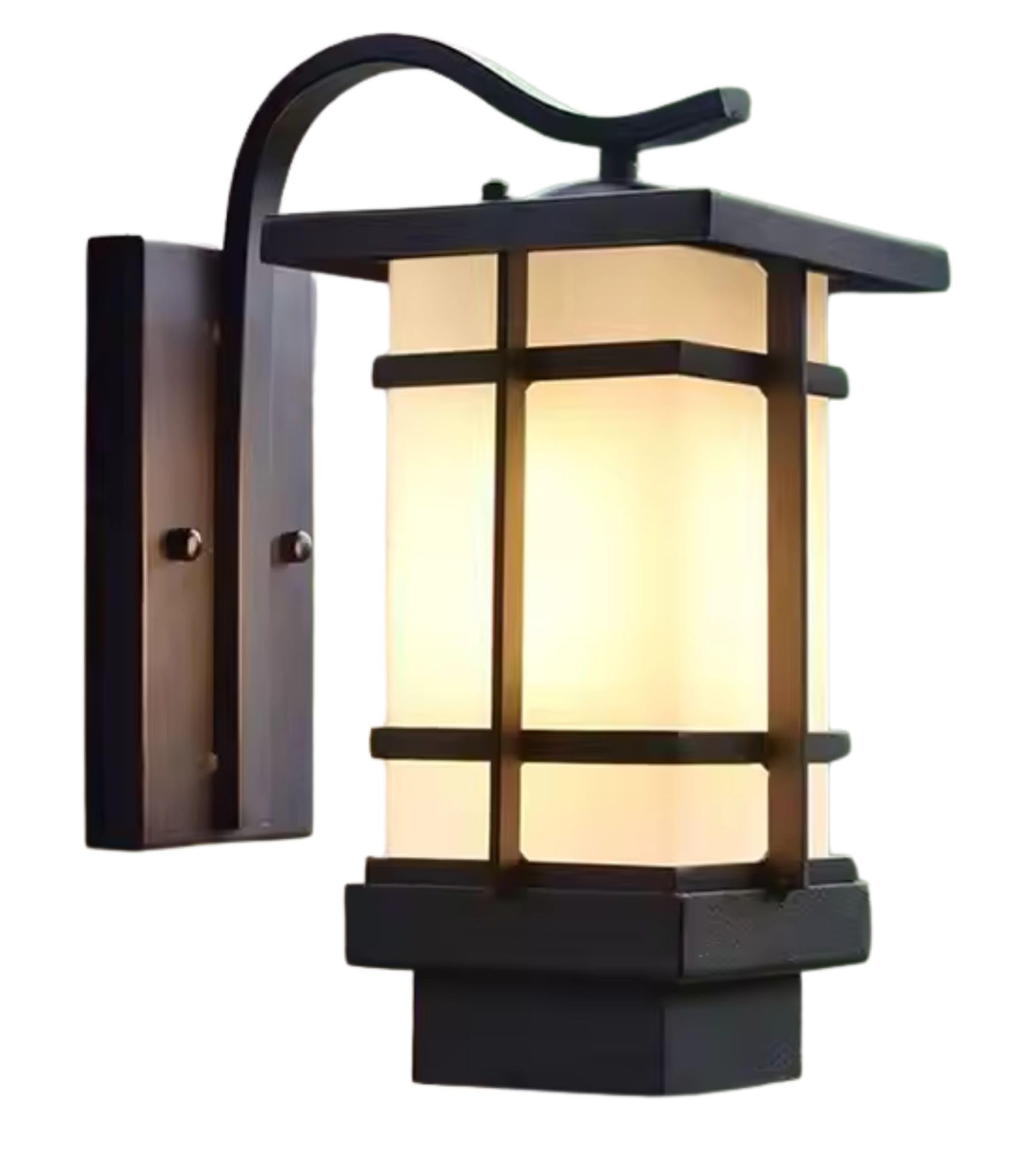 Outdoor Wall Light Fixtures, Exterior Waterproof Lanterns, Porch Sconces Wall Mounted Lighting with Modern Frosted Glass, Black Aluminum Wall Lamps for Patio Front Door Entryway (TYPE_B, 13.1inch)