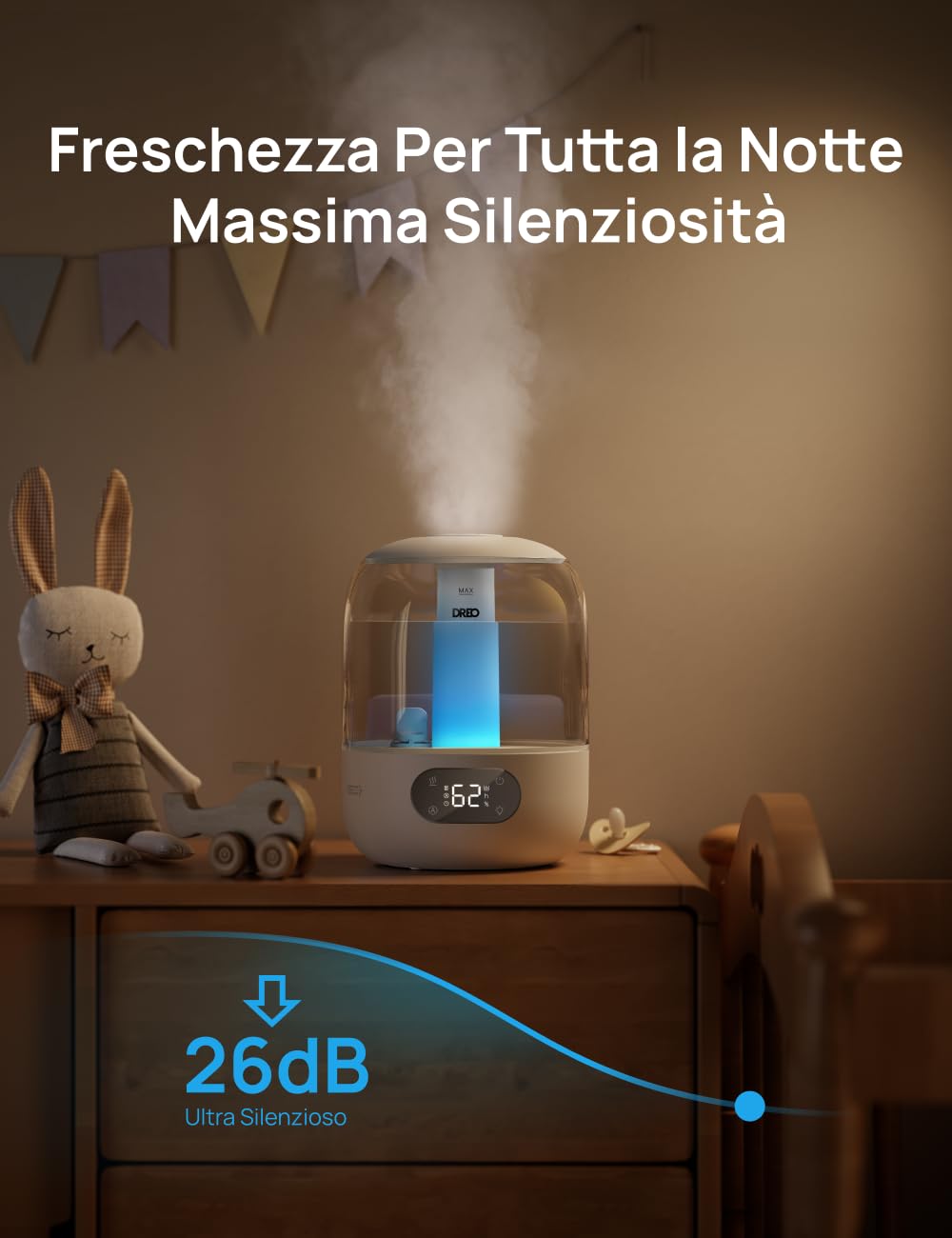 Umidificatore Dreo 4L - Ultra Silenzioso, 28 DB, Fino A 32 Ore, Con Luce Notturna - Foto 12