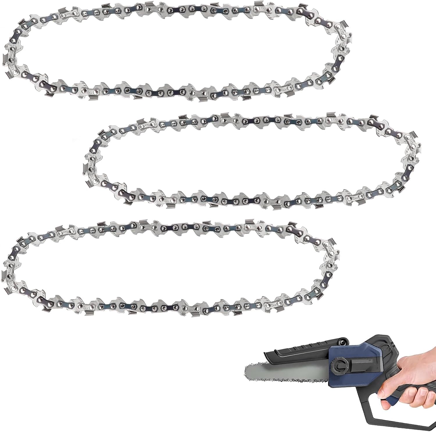 3pcs 6 Inch Chainsaw Chain, 6 Inch Chainsaw Blade Replacement Saw, Conductive Saw Chain Repair Accessories for Small Chainsaw Cordless, Nursery Trimming and Tree Pruning
