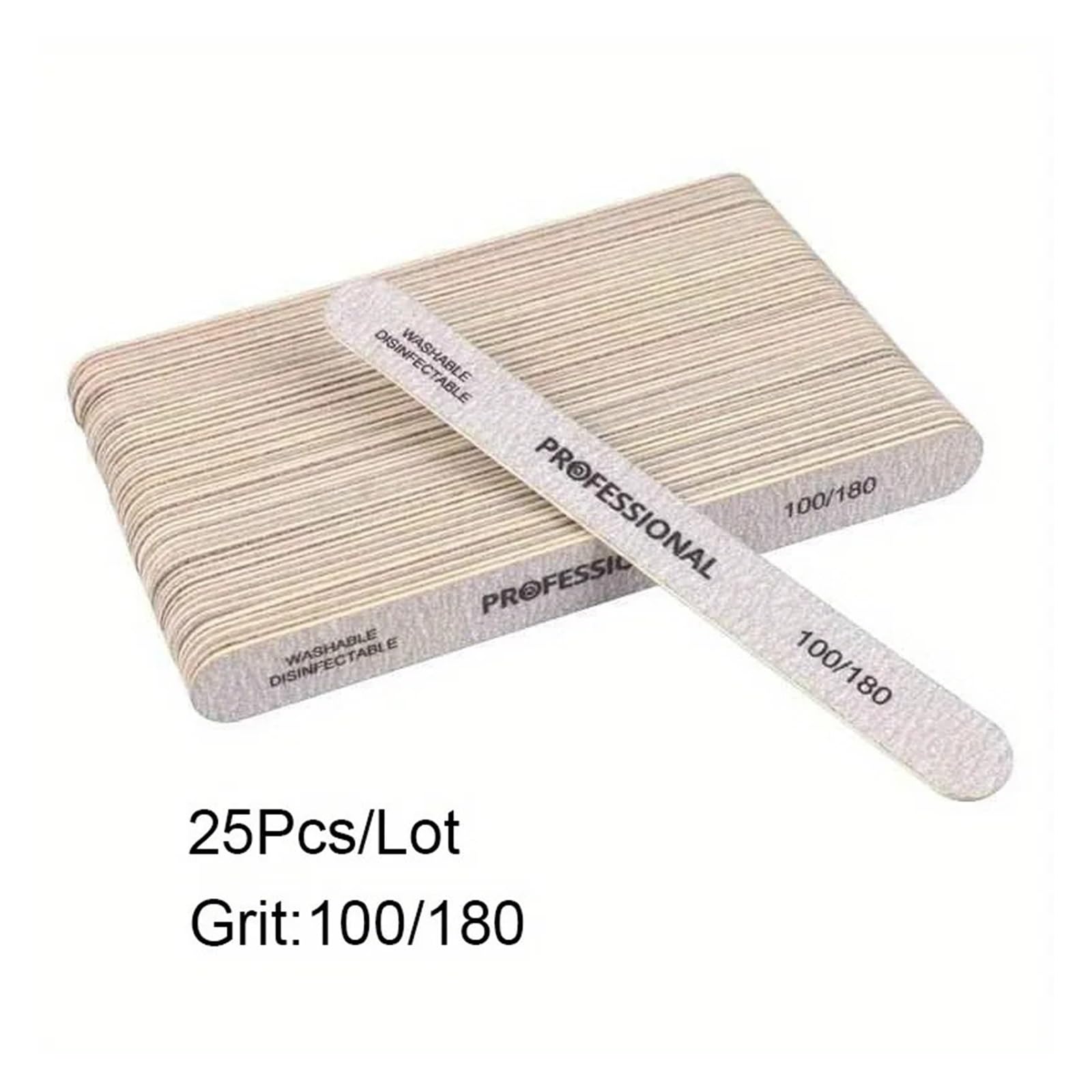 Lima UñAs 10/25/50 limas de uñas Para Uñas | 100/180/240 Pulidor de manicura y pedicura con bloque de tampón de lijado(100 180 25PCS)