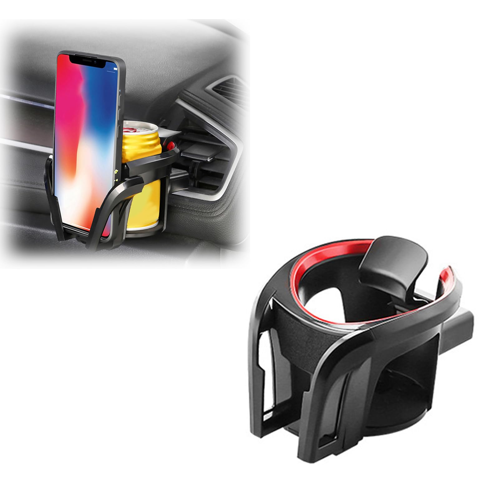 Car Cup Holder & Phone Mount for Buick Regal Enclave Encore Envision Electra E4 Electra E5, 2 in 1 Multifunctional Drink Stand, Car Air Vent Cup Bottle Mount for Sedan SUV Truck,B Black Red