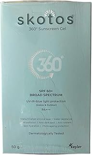 Skotos 360 Sunscreen Gel SPF 60 – Broad Spectrum PA+++ UVA/UVB Protection – Oil-Free, Matte Finish – 50gm