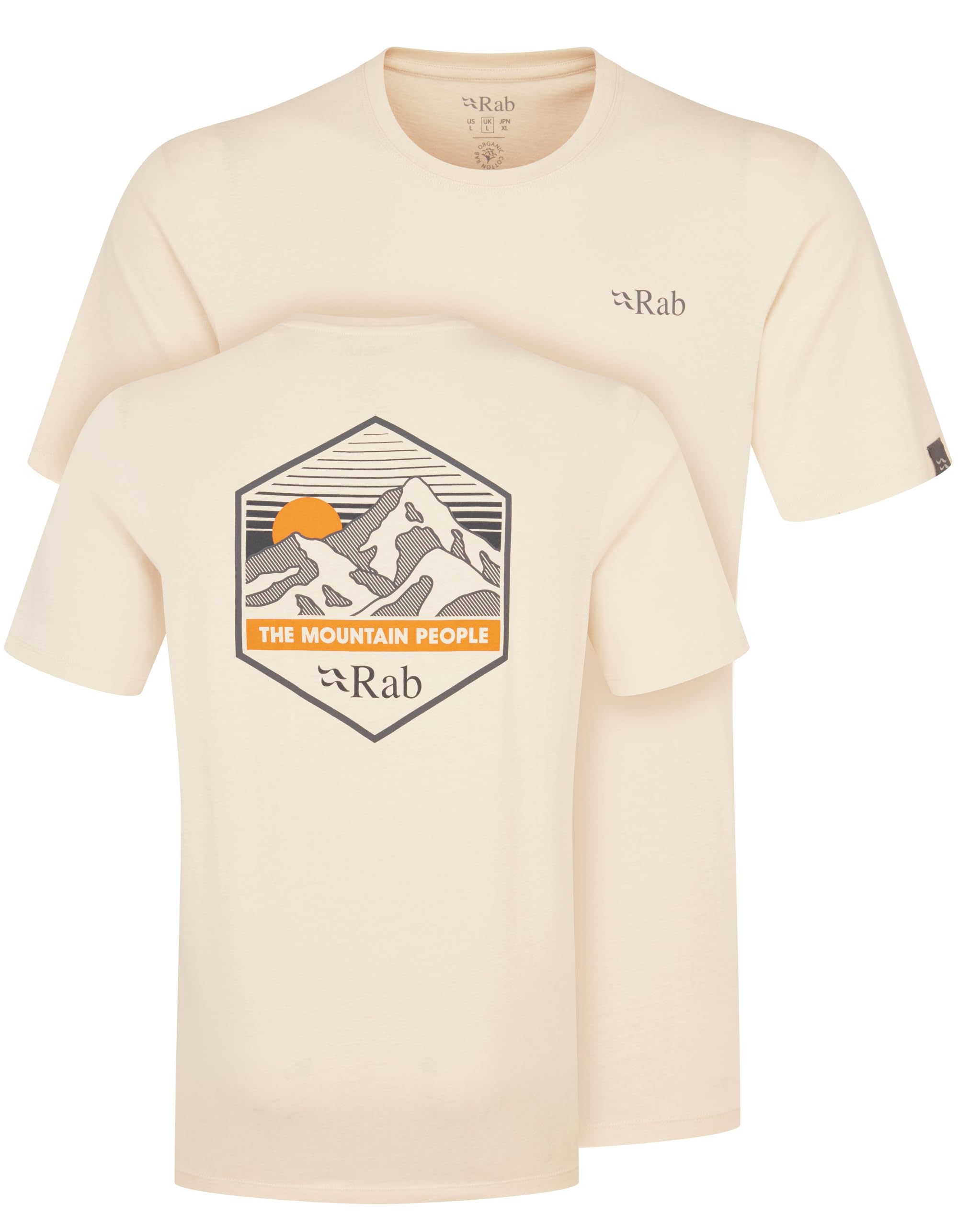 Rab Men's Stance Mountain Peak Tee - Short-Sleeve Graphic T-Shirt for Hiking, Trekking, & Everyday Use - Ecru - Large