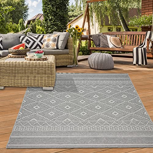 Teppich-Traum In- & Outdoor Teppich Sisal Optik Küche Wohnzimmer Terrasse Balkon Rauten Zickzack...
