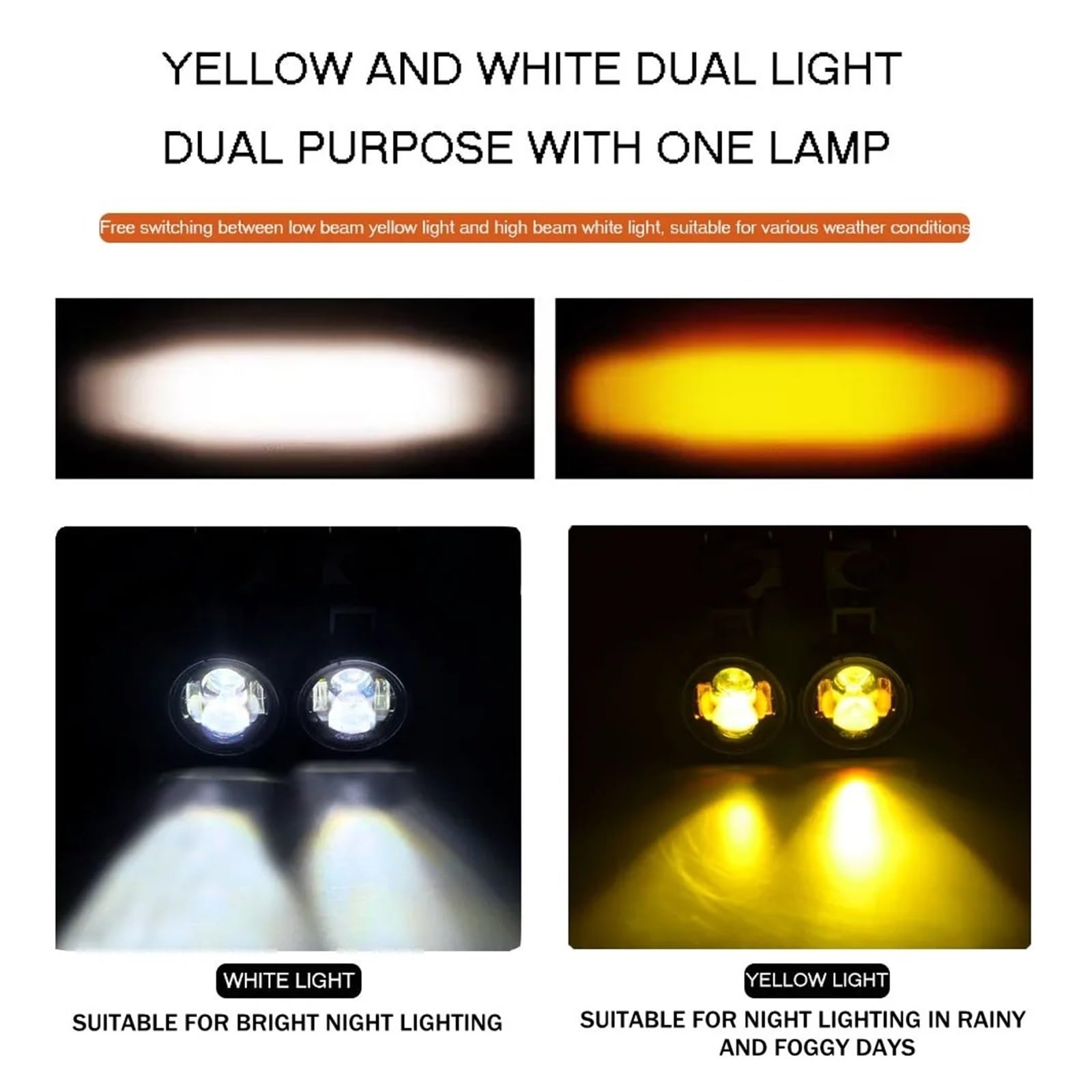 SANCAK Fari Per Motociclette Fendinebbia Per Moto Lampada Di Guida Ausiliaria A LED Faretti Per Fari Per Interruttore Cablato 100 W Bicolore