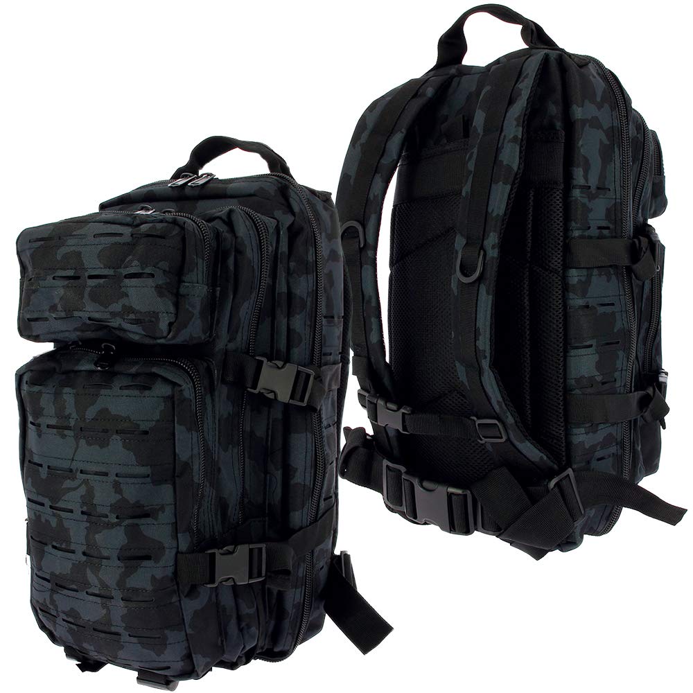 GOLAN™ 36L Assault Backpack Tactical Rucksack Laser Cut Molle Camping Travel Bag (Pick a Colour) (Black Camo)
