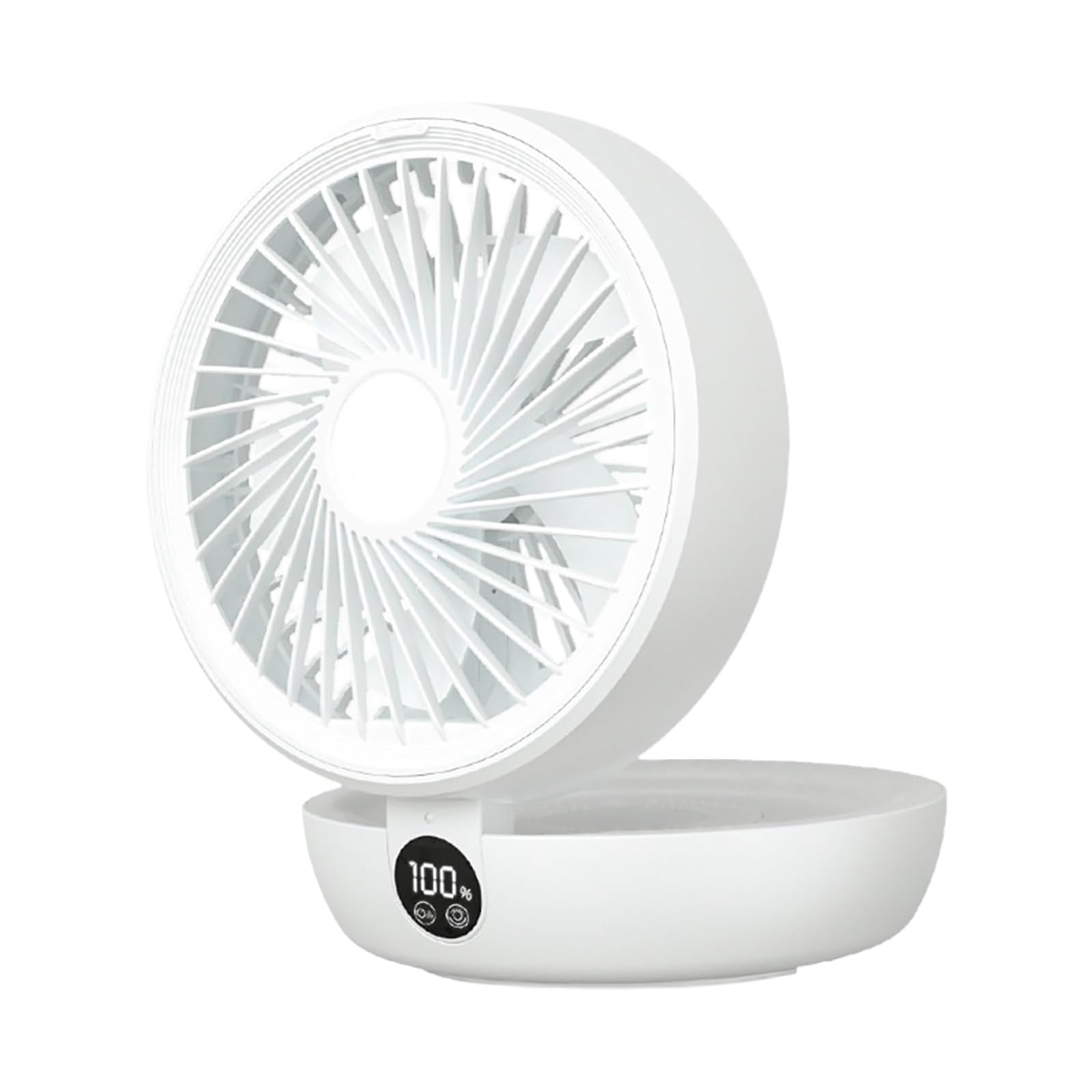 Mini ventilatore con ricarica wireless, portatile, ricaricabile tramite USB, per casa, ufficio, dormitorio, estate (bianco)