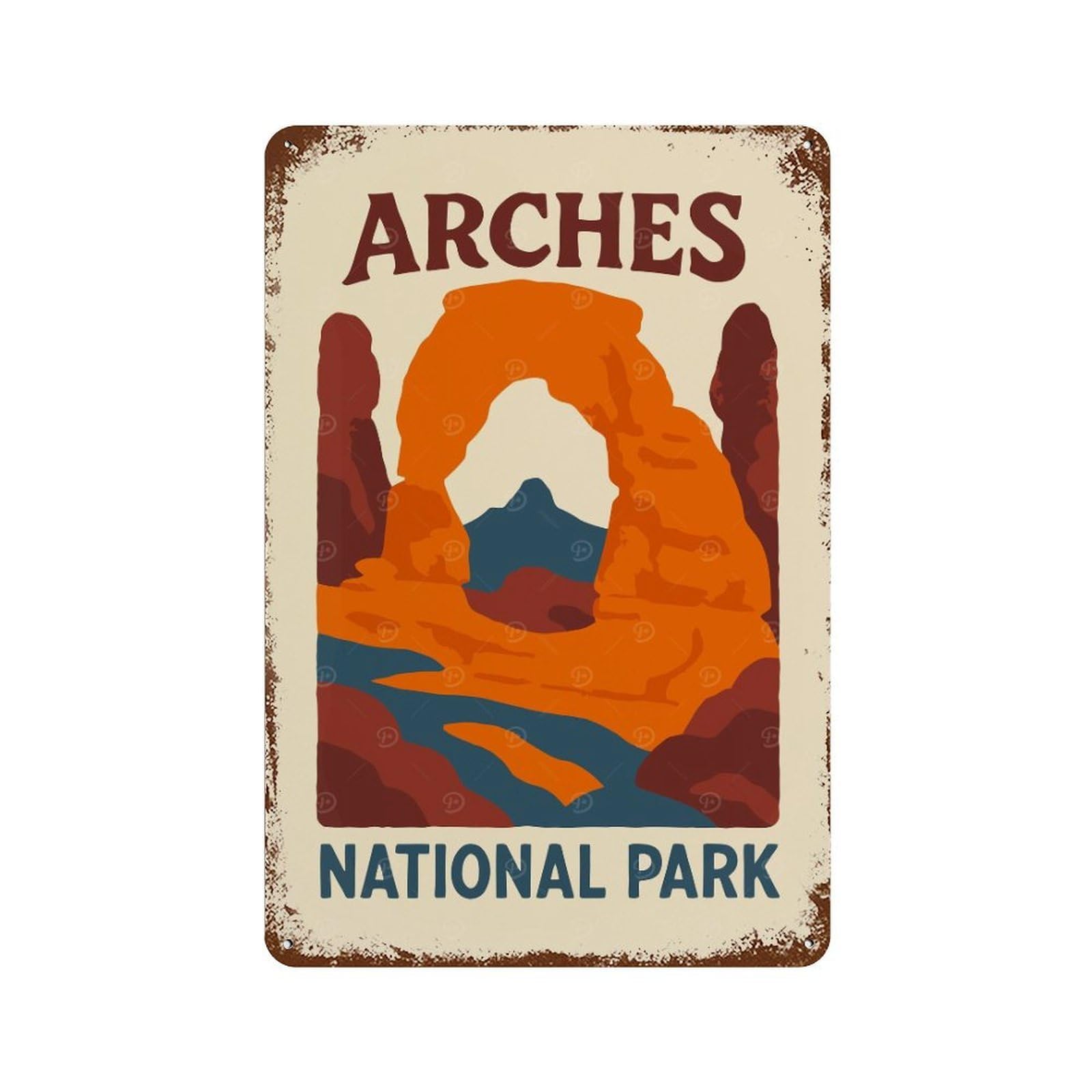Arches National Park Travel Poster Retro Metal Sign 11.8"x7.9", Old School Wall Decor for Garage, Bar And Workshop Decor
