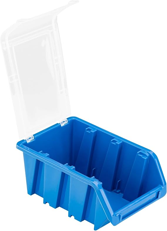 10 x Stacking Boxes with Lid Workshop Stacking Box Sorting Box 100 x 155 x 70 cm Blue Stackable Plastic Storage Boxes