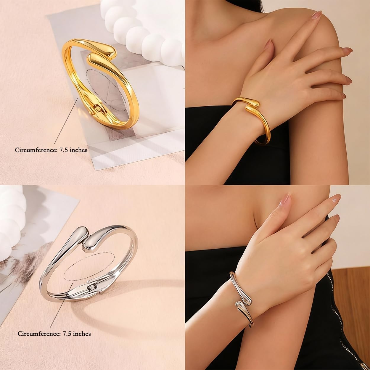 Chunky Gold Bangle Bracelet for Women Trendy, Adjustable Twist Hug Cuff Bangle 14 K Gold Plated for Women Elegant Waterproof Fashion Jewelry Gifts Non Tarnish - Image 6