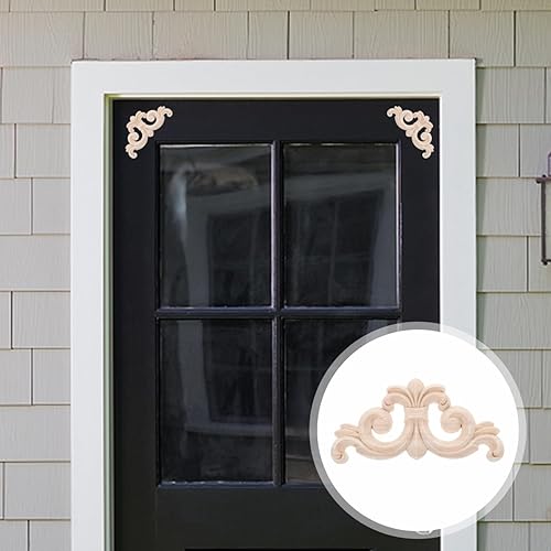 Miniatura 6 de 4 apliques tallados de flores de madera maciza para decoración de gabinetes y camas, diseño irregular único para decoración del hogar exquisitos