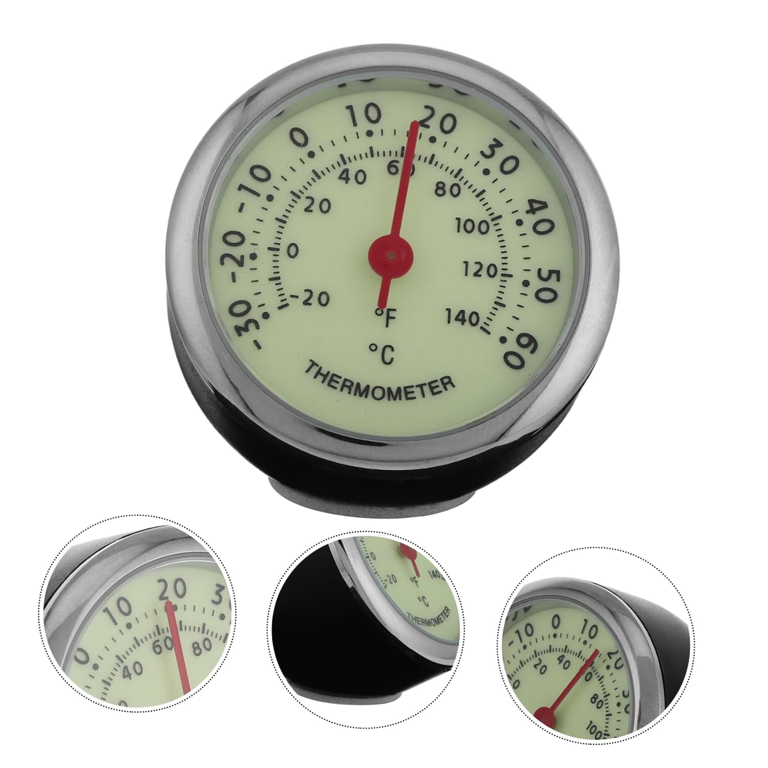Car Dashboard Thermometer with Luminous Temperature Gauge Self Adhesive Compact Thermometer for Truck Drivers and Outdoor Vehicle Temperature Monitoring Easy Installation