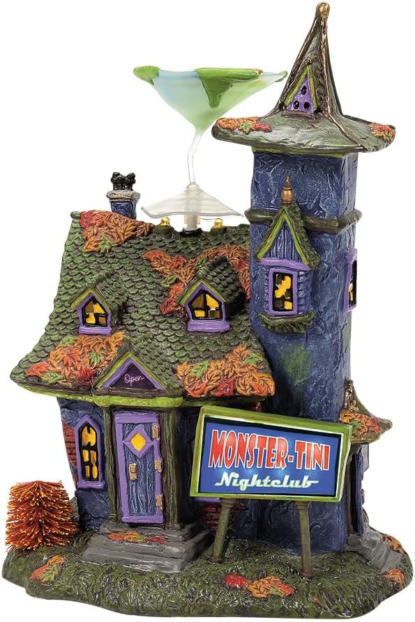 Department 56 Snow Village Halloween Monstertini's Nightclub Light Up Building, 10.55 Inch, Multicolor