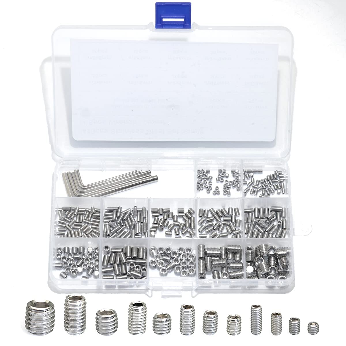 830pcs Set Screw Assortment Kit, Standard SAE + Metric Allen Head Socket Hex Grub Set Screws, Stainless Steel Set Screws for Bathroom Fixtures, Door Handles (M3-M8, 1/8"-40 to 5/16"-18)