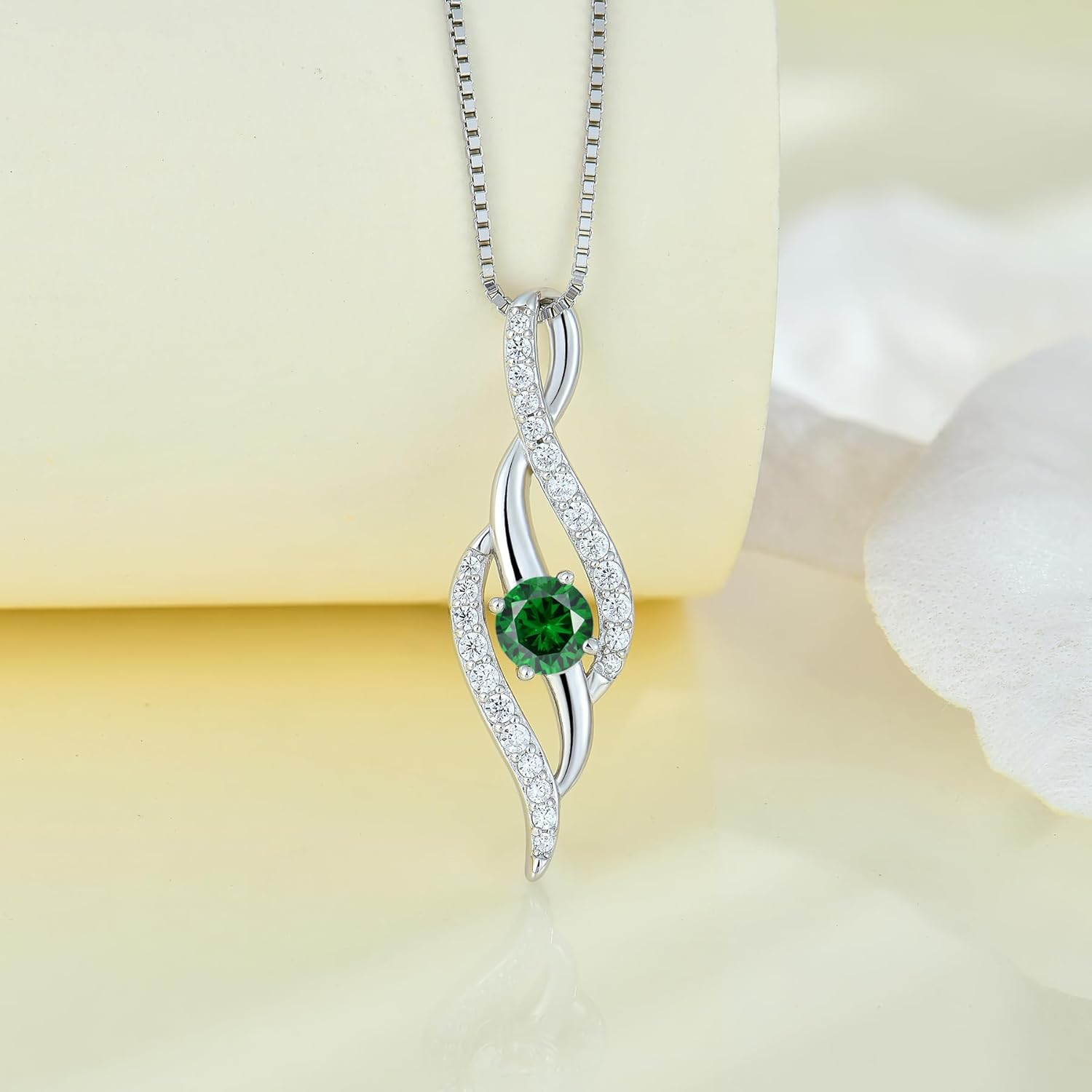 Women Infinity Necklace 925 Sterling Silver Twist Birthstone Pendant with Chain 5A Cubic Zirconia Jewelry - Image 4