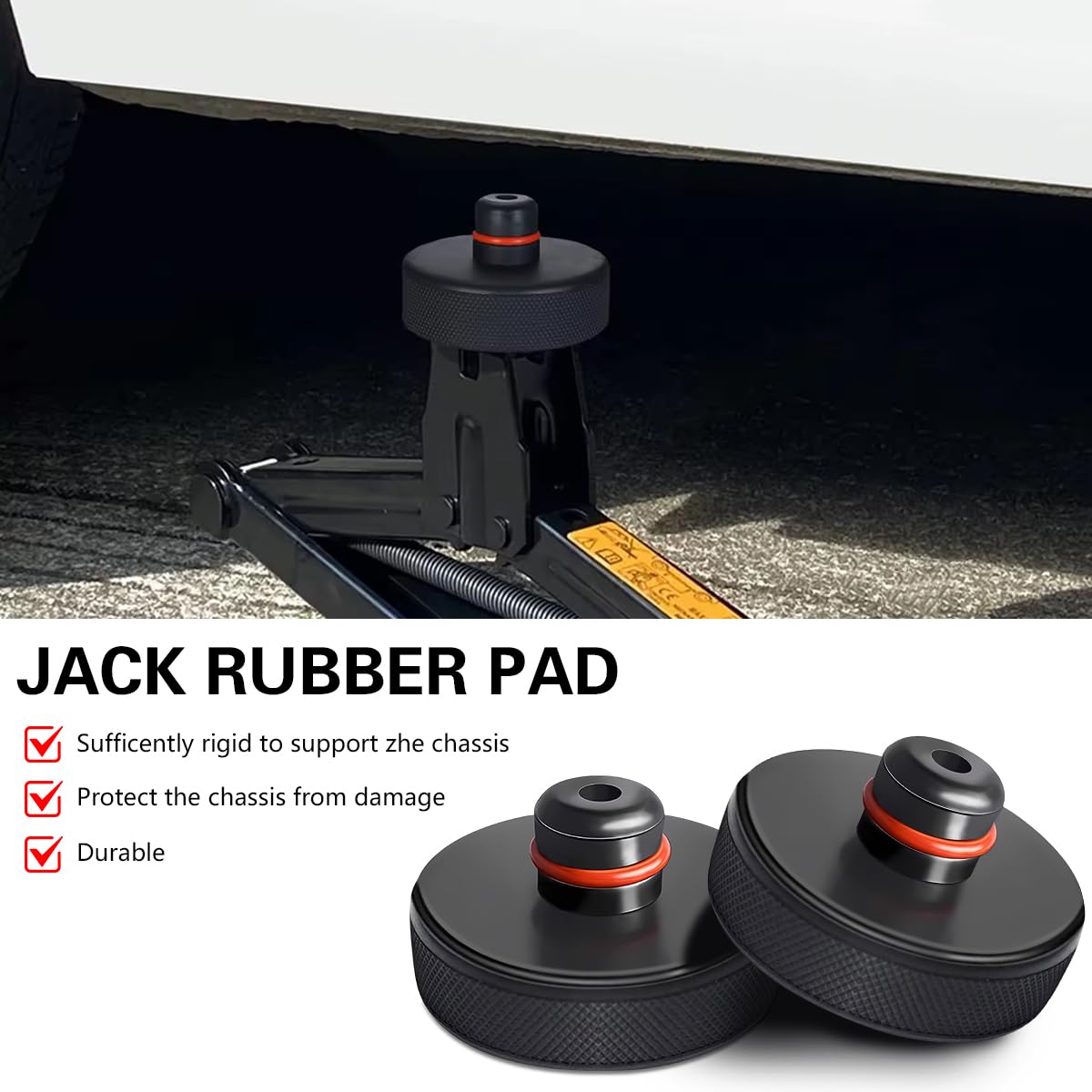 4 Piezas Almohadilla De Goma Universal, Almohadillas De Goma Antideslizantes para Gatos Coche, Gatos Universales para Coches Piezas De Automóvil, Almohadilla Goma para Chasis Adaptador