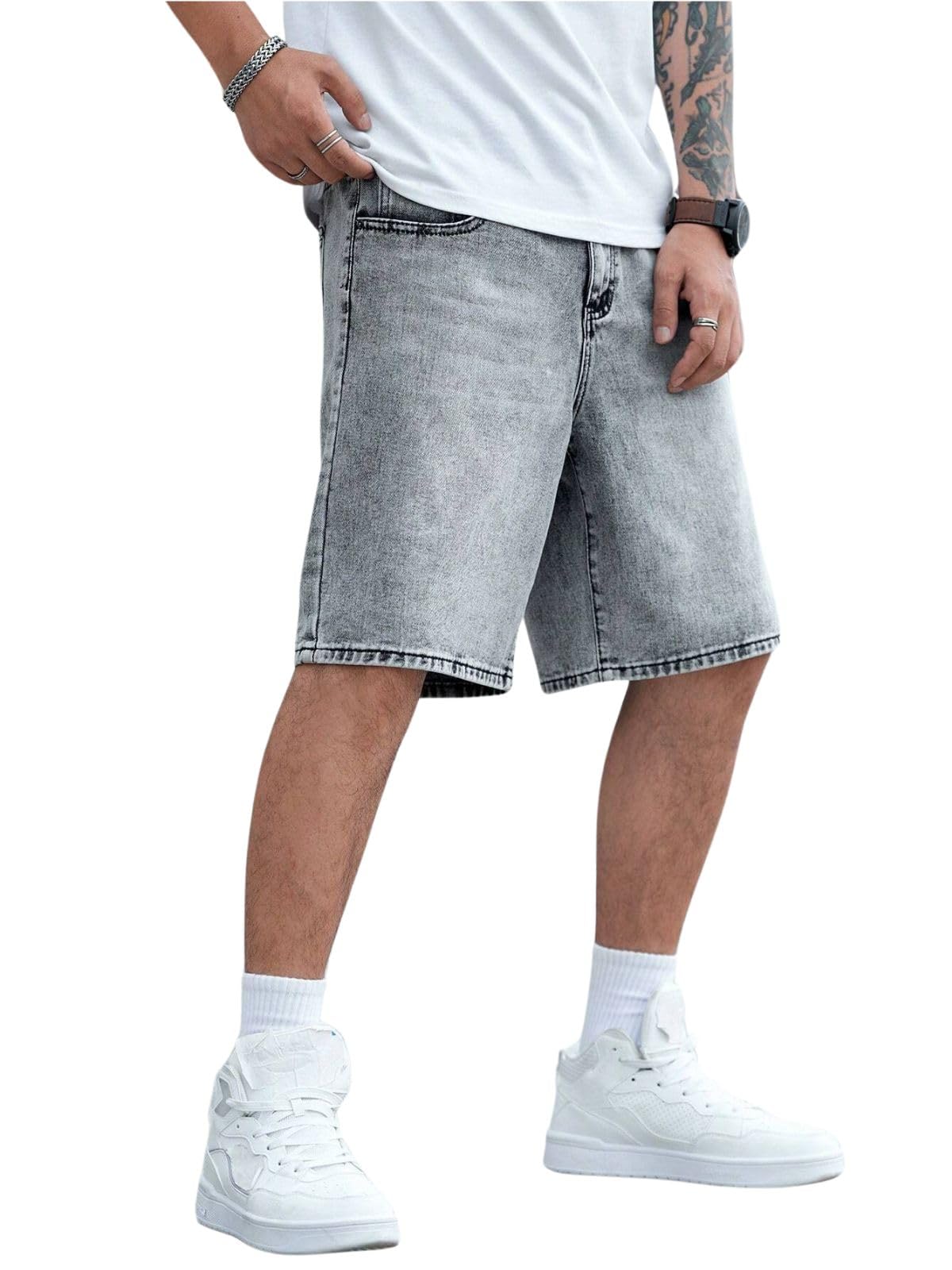 GRECIILOOKS Men's Denim Casual Shorts-picture-35