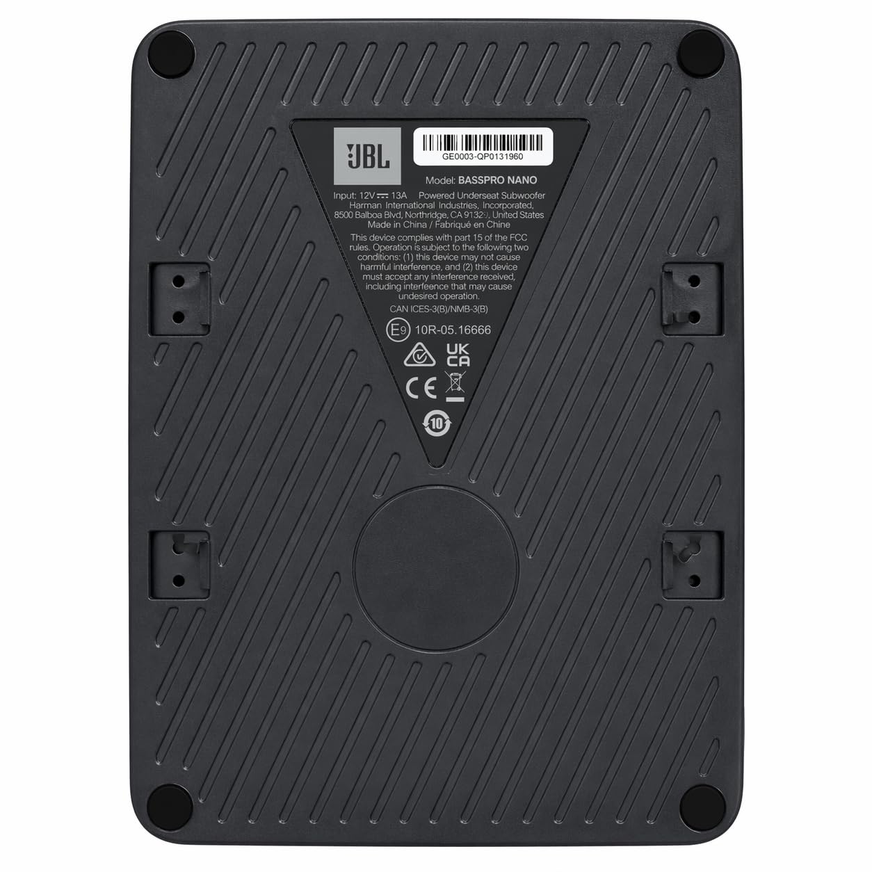 JBL BassPro Nano Ultra-Compact Subwoofer Voiture actif Sous Siège 6"x8" de Harman Kardon - caisson de basse voiture amplifié sous le siège de 200 Watt, Noir