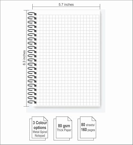 Miniatura 5 de Cuadernos con tapa dura de metal encuadernado en espiral, paquete de 6 cuadernos con rayas, páginas de gráficos y planificadores