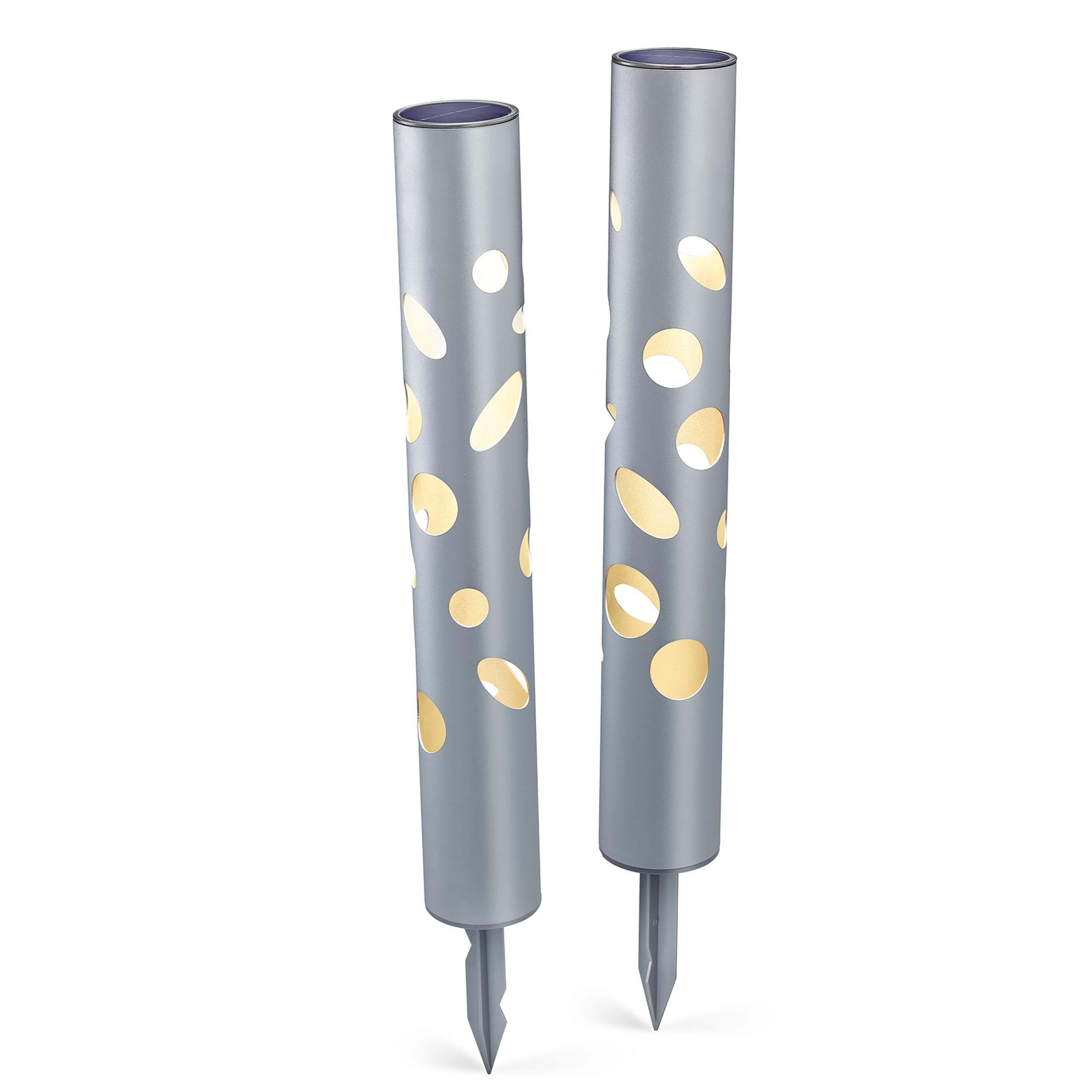 Esotec Solar Gartenstecker Gartenfackel FantasyLight 2er Set Alu 102132