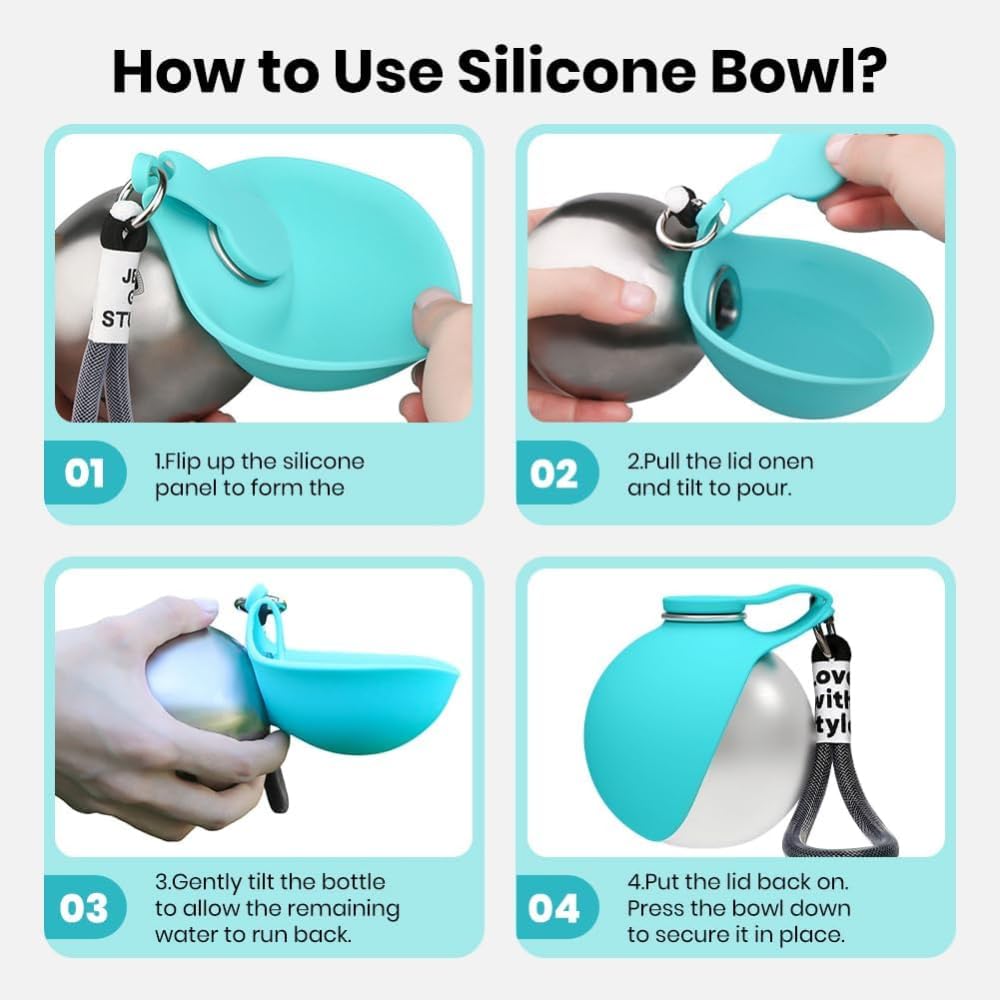 Borraccia Per Cani, Distributore D'Acqua Anti-Goccia Con Ciotola Pieghevole In Silicone, Bottiglia d'Acqua Portatile 2-In-1 Per Cani (1PC rosa)