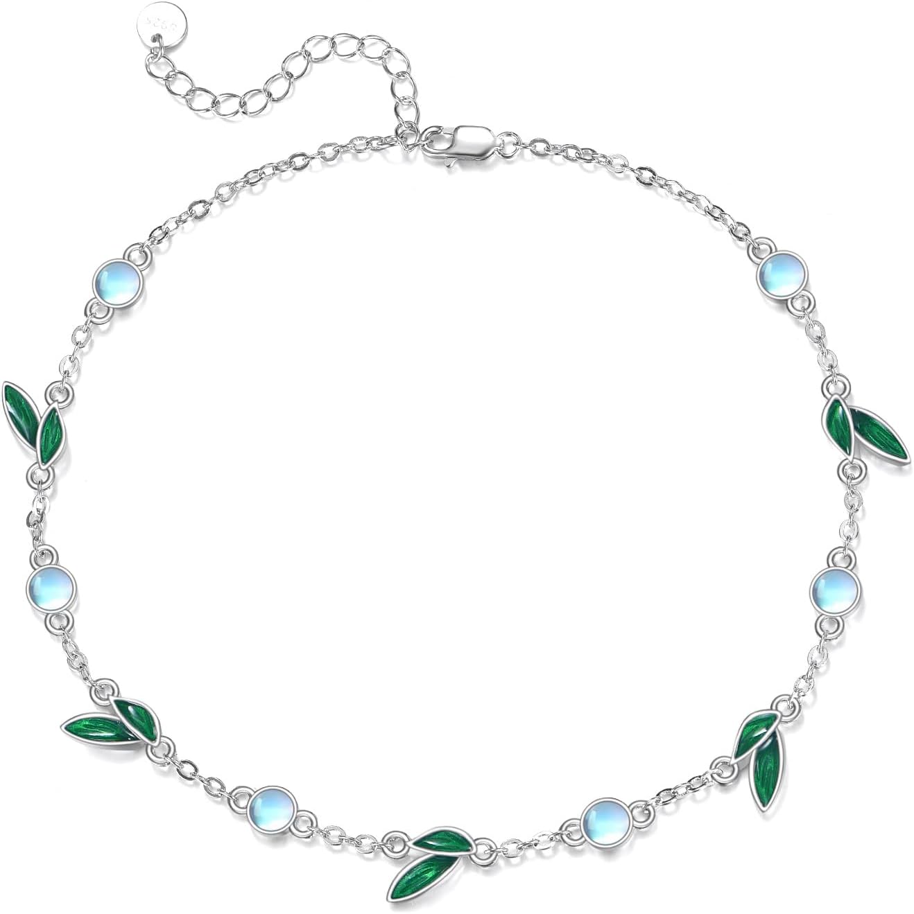 CRMAD 925 Sterling Silver Daisy/Sunflower Moonstone Anklet Daisy Flower Ankle Bracelet for Women Beach Dainty Jewelry