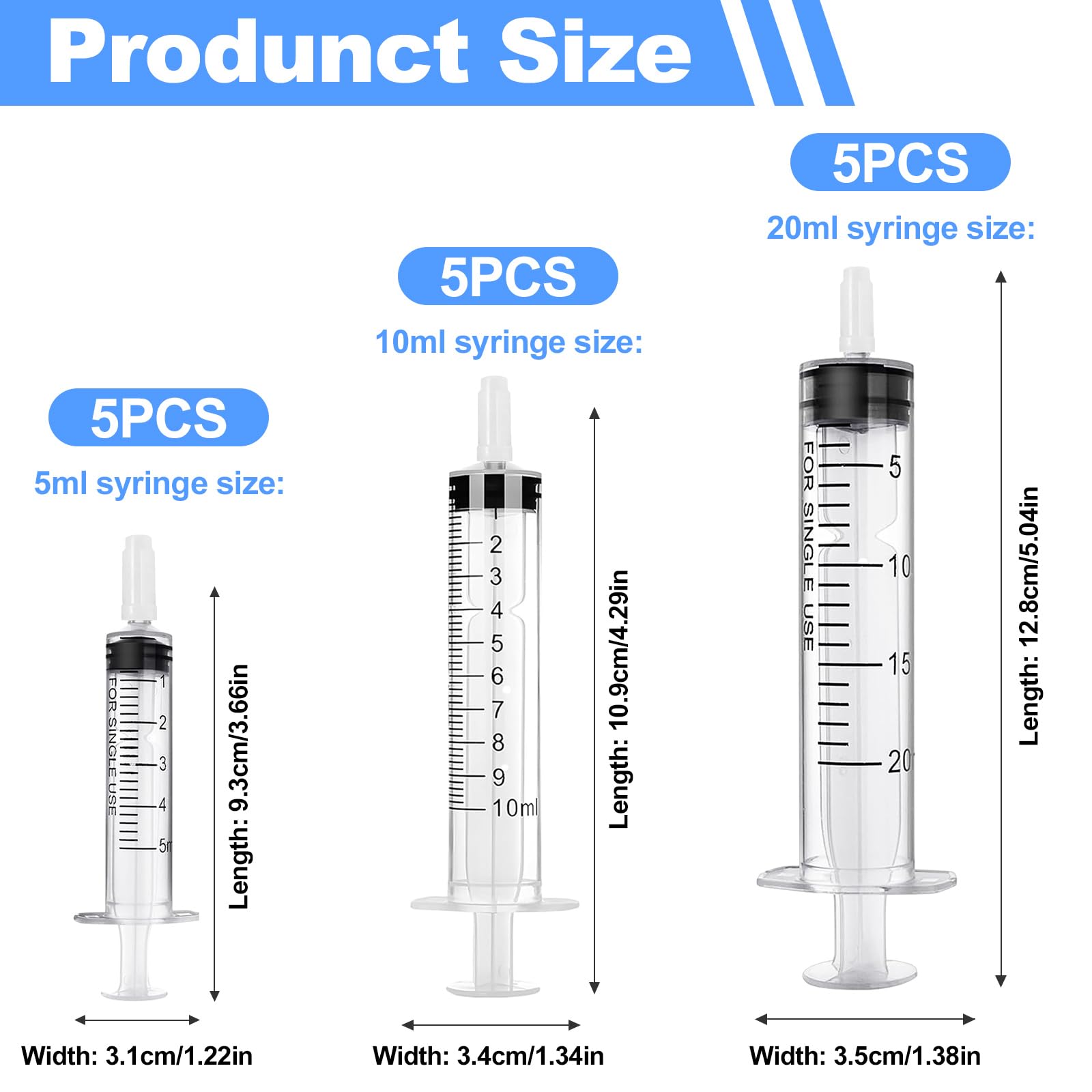 15 strzykawek, 5 ml, 10 ml, 20 ml, strzykawka do wielokrotnego użytku, strzykawka dozująca bez igły, strzykawka do karmy, narzędzia do strzykawek z miarką płynu, do laboratorium, karmienia zwierząt