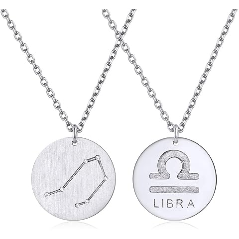 ChicSilver 925 Sterling Silver 12 Constellation Necklace Round Astrology Horoscope Zodiac Sign Pendant Necklace, Silver/Gold Plated