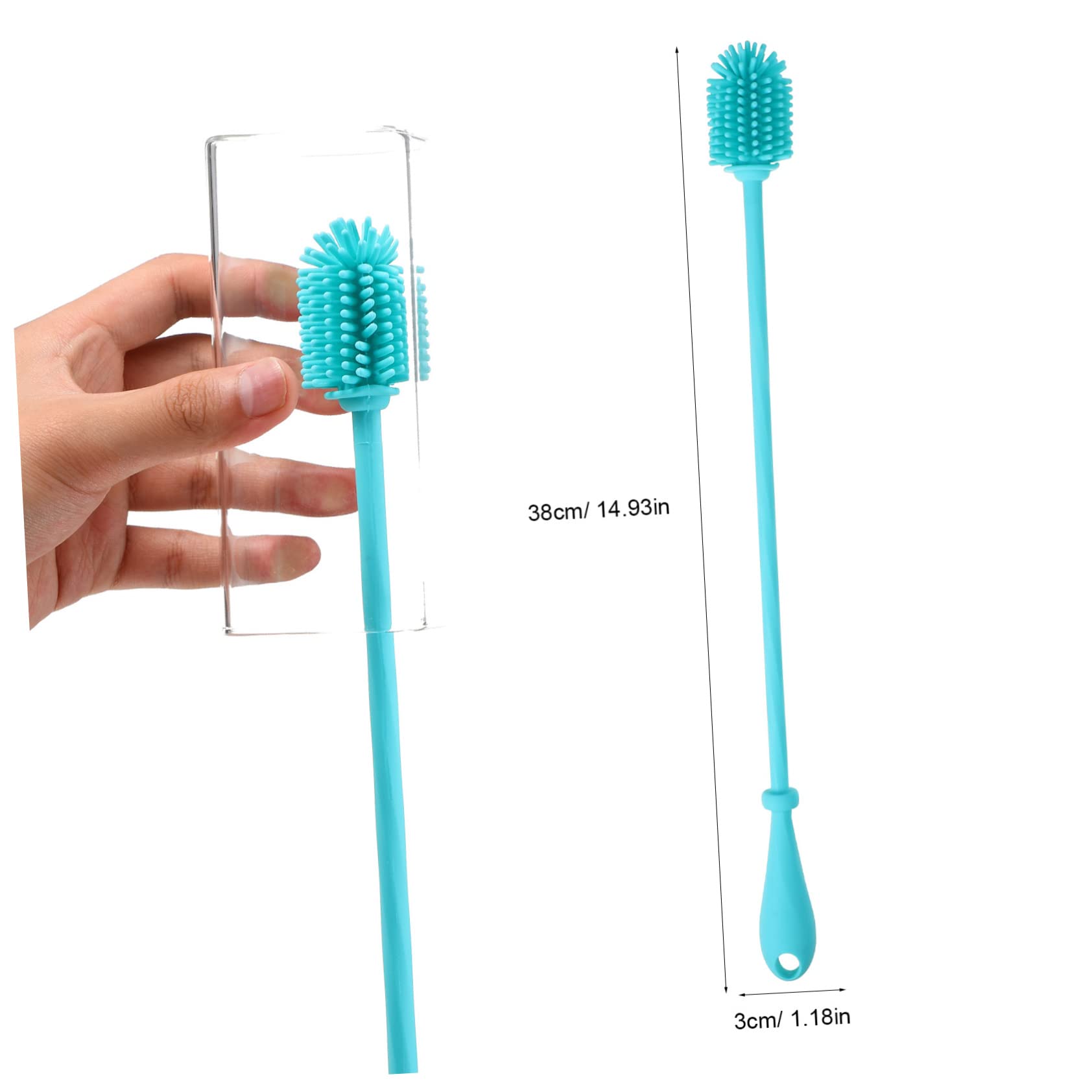 BCOATH 2pcs Silicone Baby Bottle Brush Deep Cleaning Long Water Bottle Brush for Cleaning Cup Dish Dishwasher Safe Non-Slip Handle Soft Head