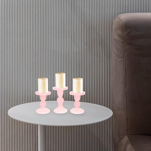 Miniatura 5 de Portavelas para velas de pilar, 3 unidades, portavelas de cristal, portavelas rosa para candelabros, portavelas de pilar de vidrio para el hogar,