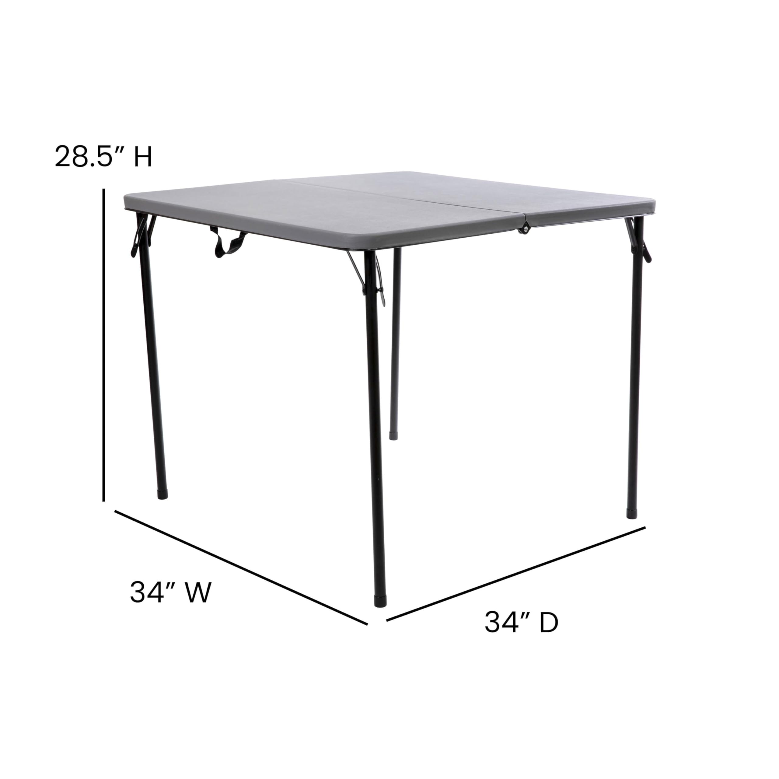 Flash Furniture Dunham quadratischer Veranstaltungstisch aus Kunststoff mit Tragegriff, zusammenklappbar, tragbar, für Veranstaltungen im Innen- und Außenbereich, 7 cm, Grau