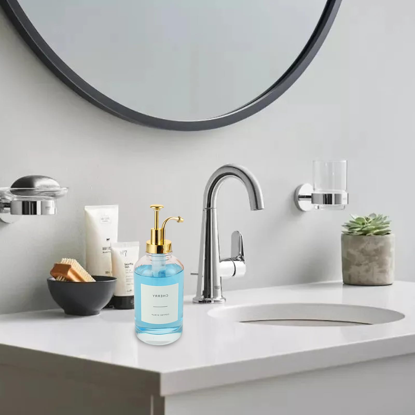 DAJAVE Lot de 2 distributeurs de sirop de café de 500 ml avec étiquettes et entonnoir, distributeur de sirop de café, bouteilles en verre pour organiser l'huile, le vinaigre, le savon, les liquides