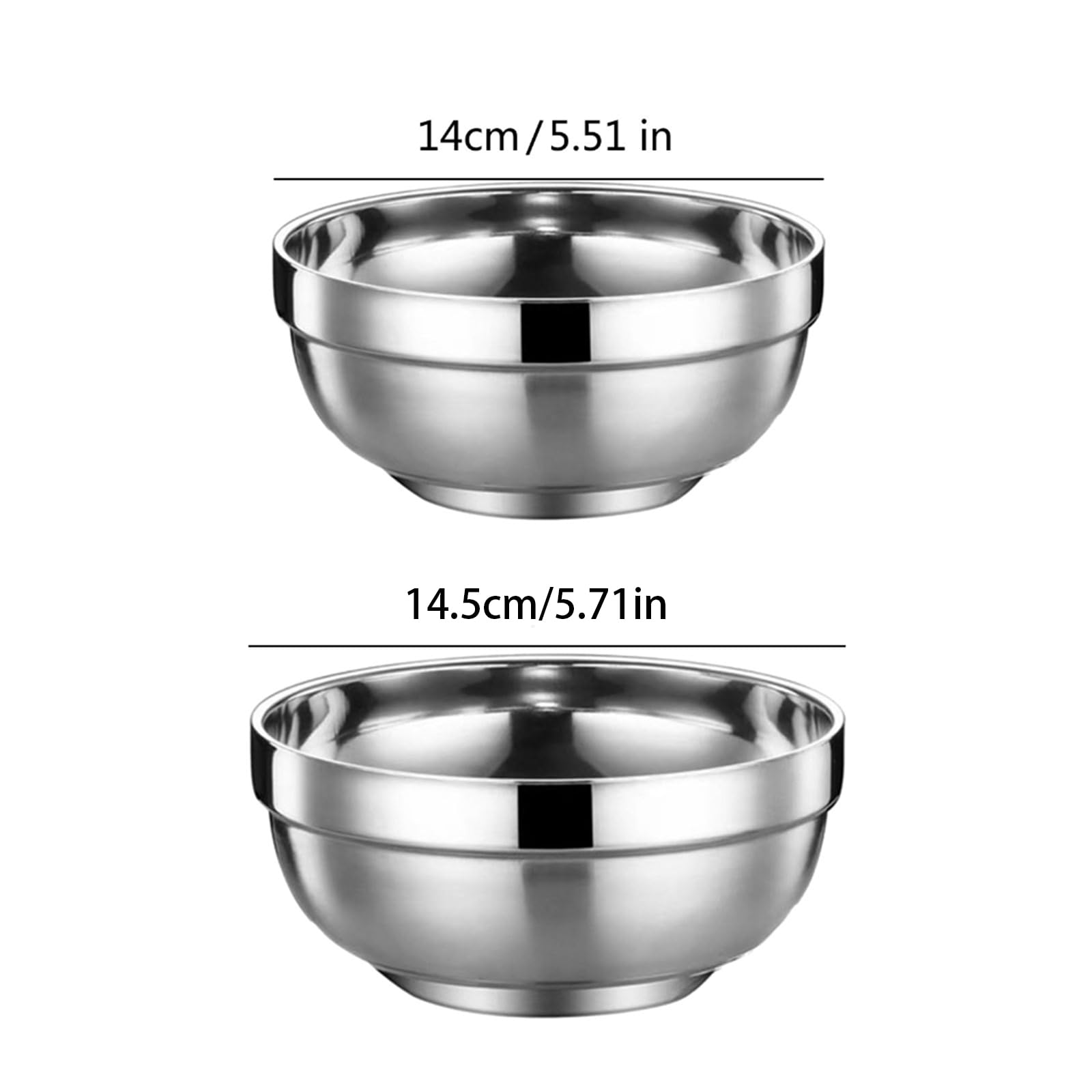 XAGMODSHN Robuste Schüsselkollektion aus 304-Stahl mit 10 Stück, 6/5, 5 Zoll breit, säurebeständige Vorderseite, perfekt für warme Gerichte, Speiseservice, Geschirrset