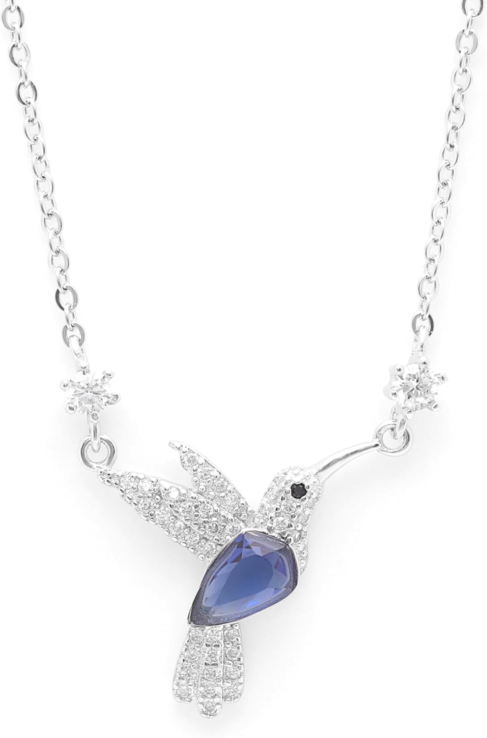 Hummingbird Bracelet for Women by Ginger Lyne | Sterling Silver Blue Cubic Zirconia Adjustable Chain Bracelet for Her | Bird Lover Gifts for Birthdays or Holidays