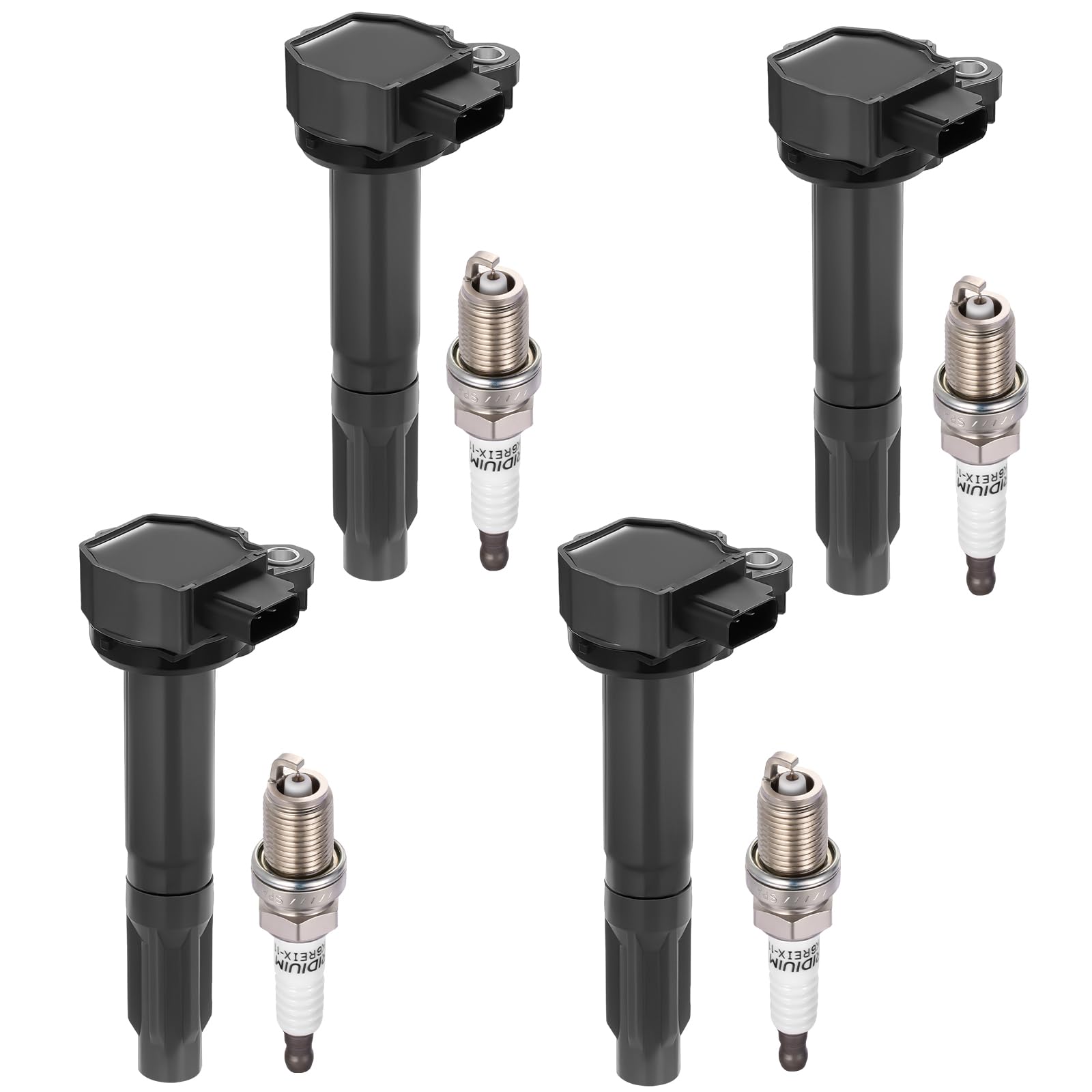 BDFHYK 4 Ignition Coil Pack UF668 and 4 Iridium Spark Plug 7092 Compatible with Subaru 2010-2012 Legacy 2.5L H4, 2010-2012 Outback 2.5L H4 Coil for 22433AA620 22433AA621