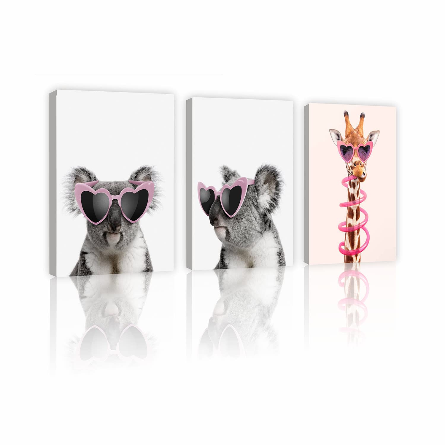 Amazon.co.jp: 眼鏡をかけたコアラとキリン 動物 絵画アートフレーム