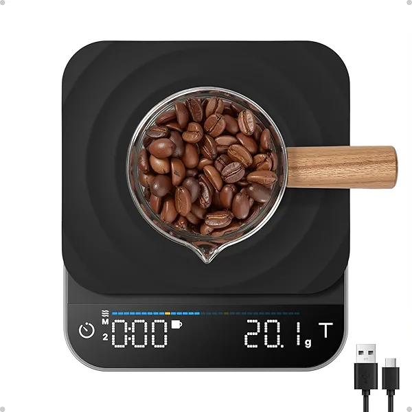 RENPHO Coffee Scale with Timer, Espresso Scale Rechargeable, 0.1g High Precision Coffee Scale for Pour-Over, 3kg