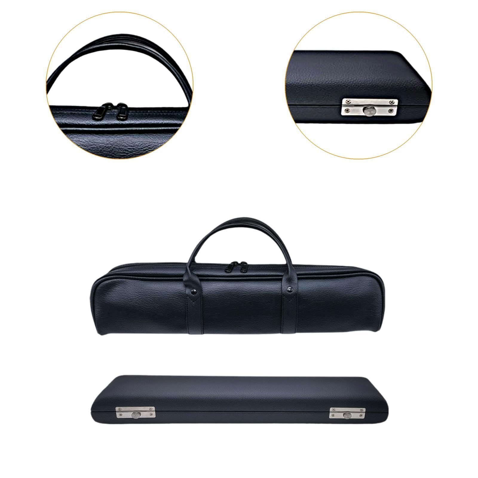 Estuche para Flauta Funda de Almacenaje Bolso Portátil con Interior Acolchado Material PU Cuero Protección Extra Adecuada para Estudiantes Músicos Pre, 17 Hoyos
