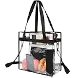 Clear Bags 12x6x12 Stadium Approved Clear Tote Bag with Zipper Closure Crossbody Shoulder Bag with Adjustable Strap