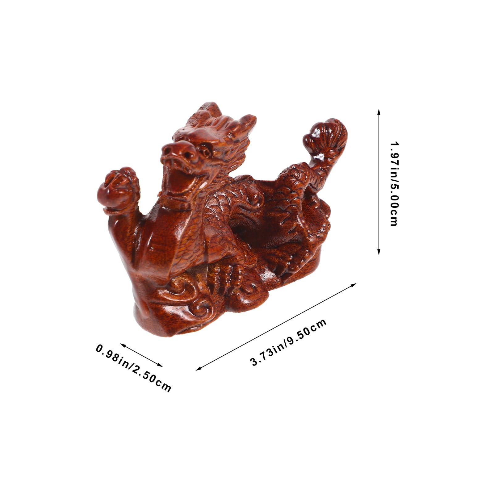Baluue Chinesische Drachenfigur Aus Holz Fengshui-Drachenstatue 2024 Jahr des Drachen Skulptur Sammlerstücke Heimbüro Desktop-Dekoration Glücksgeschenke 10 cm