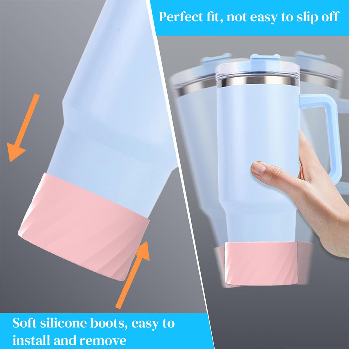HASTHIP Silicone Bottle Boot 40oz/20oz/30oz Fit with Stanley Cup Protector 3