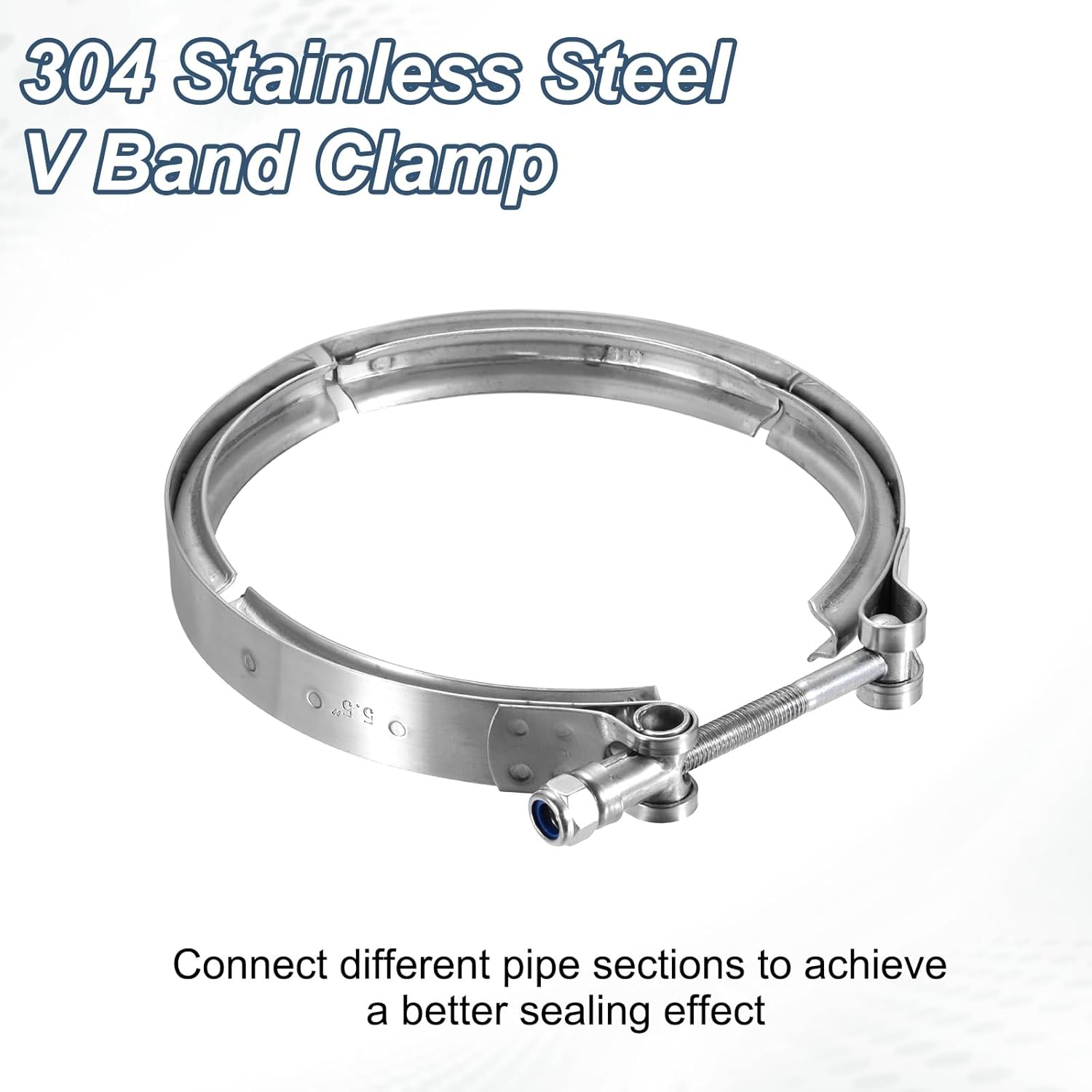 HARFINGTON V Band Clamp 6 Inch 304 Stainless Steel V-Band Bolt Clamp for Exhaust Systems Downpipe Exchange Car Accessories, Silver