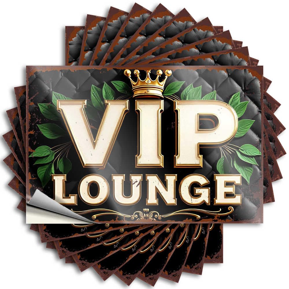 Summer Bumper Durable Window | Exclusive Crowned VIP Lounge Signage Vintage Self Adhesive Sticker for Dry DIY(6X9CM)