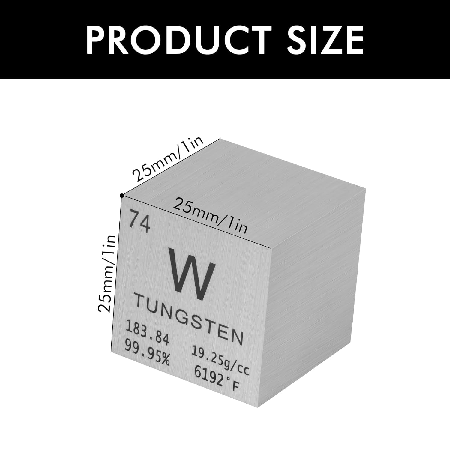 10 Pieces Element Cube Set 1” Tungsten Cube Metal, Periodic-Table of Elements, 99.95% Purity, Laser Engraved, Tungsten Carbon Bismuth Chromium Iron for Teaching, Gift, Collection