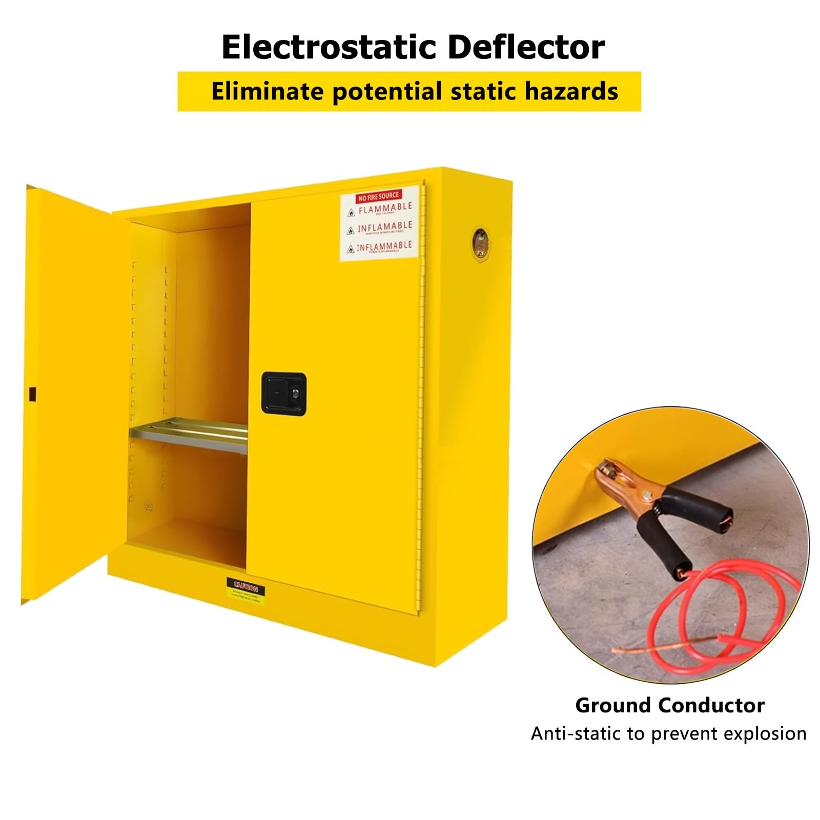 Armadio di sicurezza, 110 litri - 2 porte manuali, 112 x 109 x 46 cm, ripiani regolabili, perfetto for lo stoccaggio di sostanze chimiche