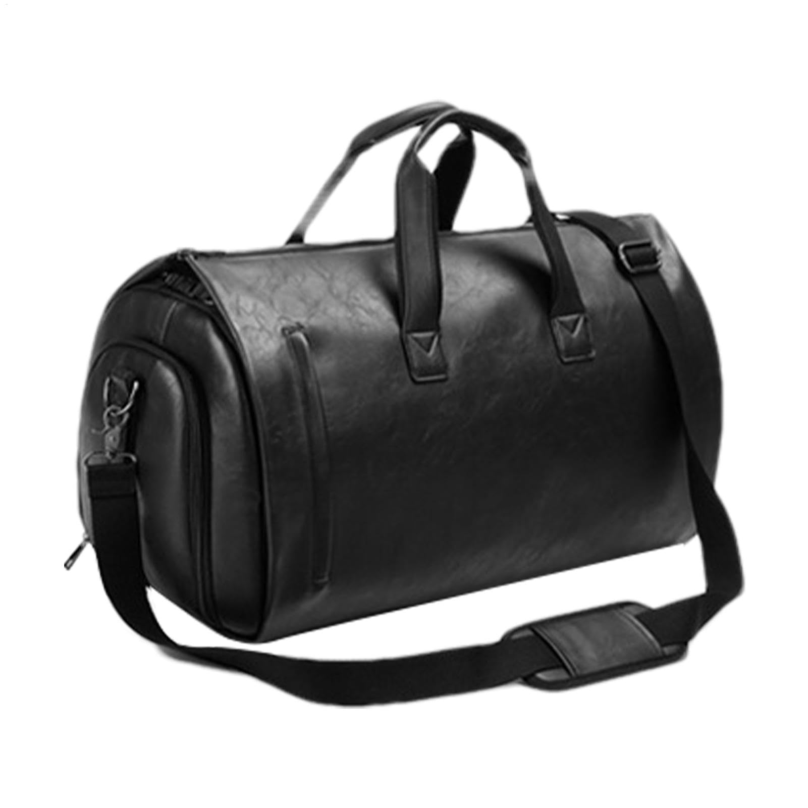 Umwandelbare Kleidersäcke für Reisen – PU-Leder-Kleidungssäcke mit | Schuhfach – wasserdichte wandelbare Reisetasche, 2-in-1-Koffer, Anzug für Reisen, Camping, Schwarz , Refer to description, Un