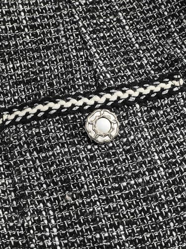 CIDER Tweed Mid Waist Solid Button Wide Leg Trousers3