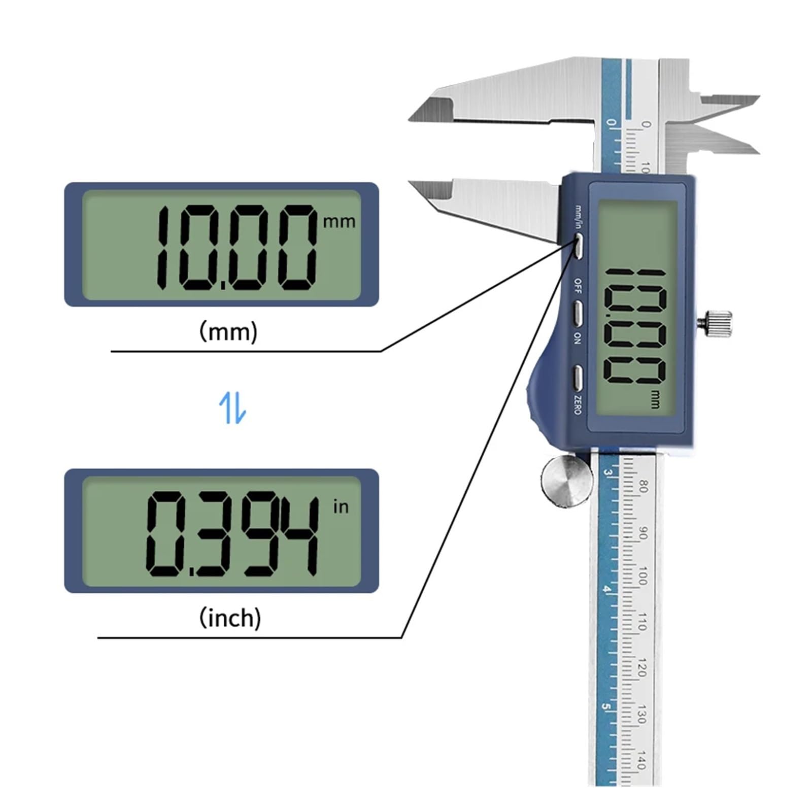 Suwmiarka Cyfrowa 150 Mm/6" Duży Ekran LCD Elektroniczna Stal Nierdzewna Metalowa Testowanie średnicy