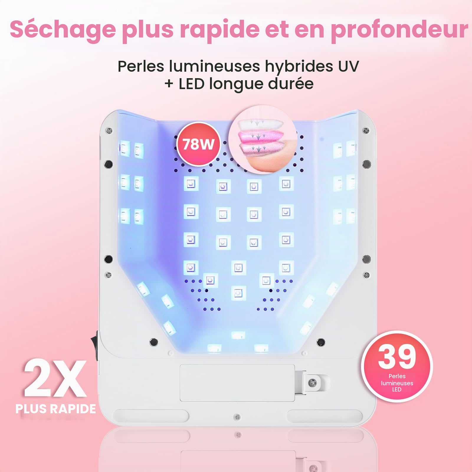 Lampe UV pour pieds 78 W sans fil Lampe de pédicure suspendue Lampe à ongles LED sur bras